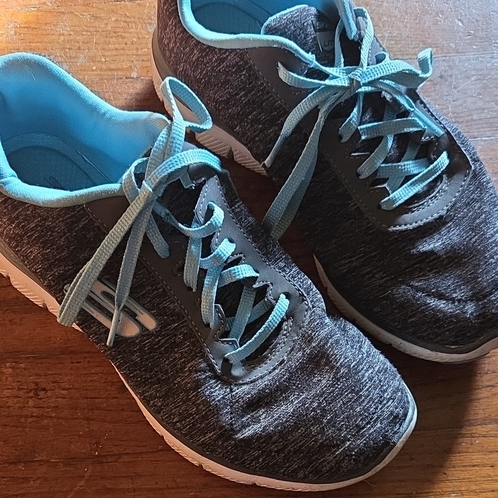 Skechers Charcoal and Light Blue Sneakers Women's 8.5 U.S.